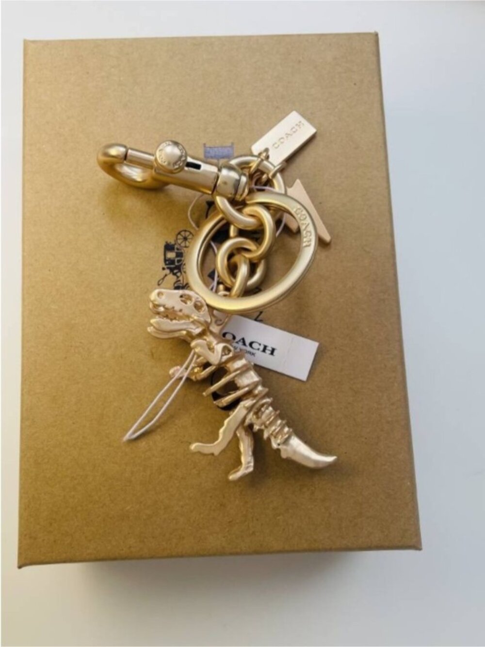 Coach Gold Rexy Skeleton Bag Charm Keychain